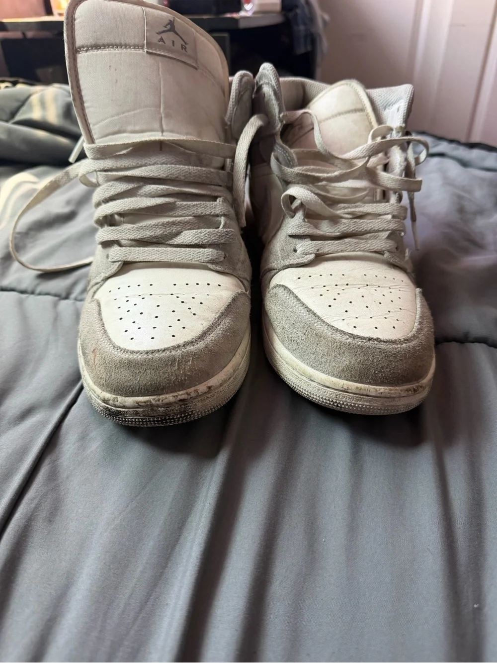 Jordan Men's High-Top Sneakers in Light Gray and White